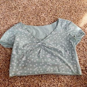 Green flowery summer top shein